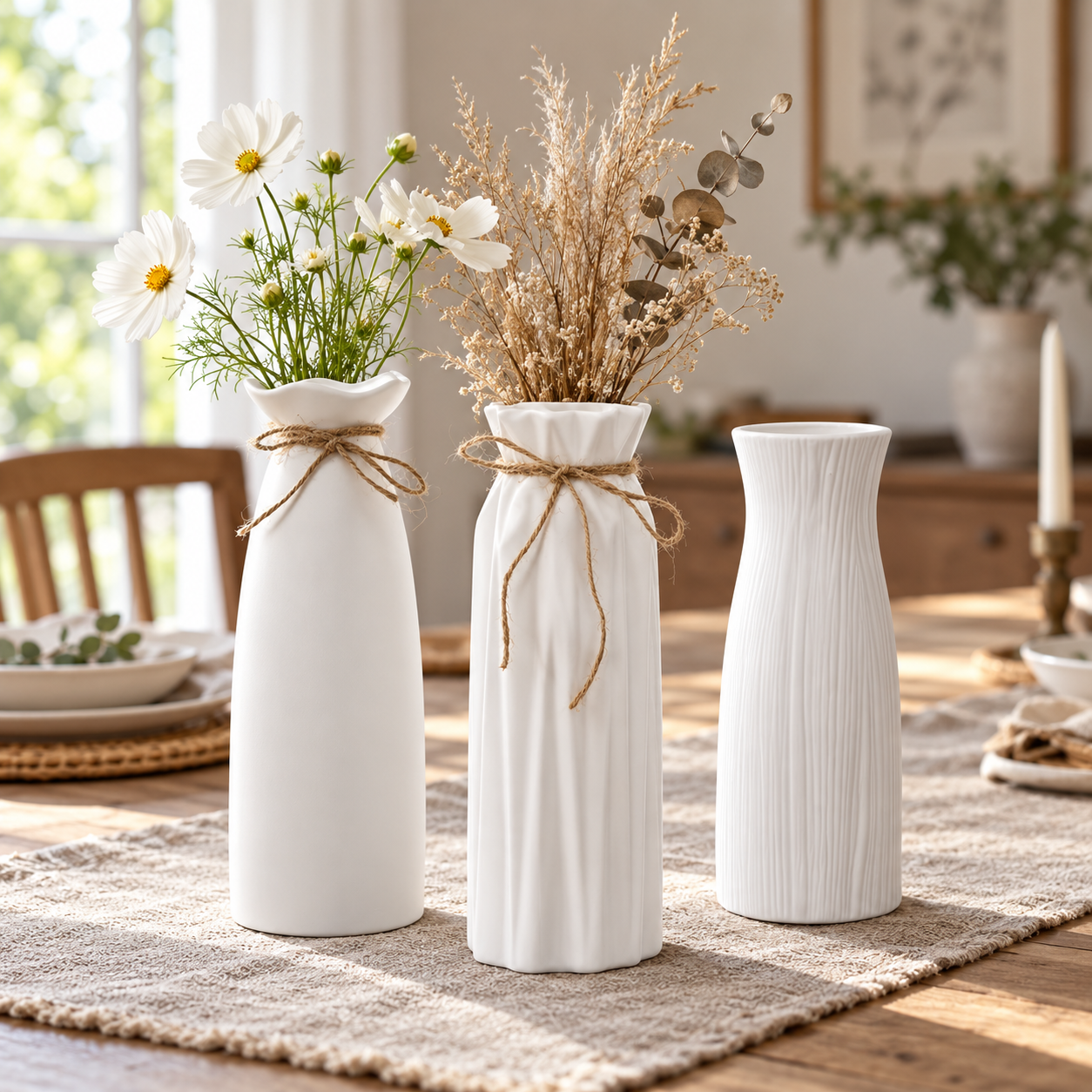 White Ceramic Vase – 15 Sculptural & Textured Styles